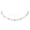 Gradient Color Electroplate Glass and Brass Tube Beaded Necklaces NJEW-JN06689-2