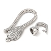 Rack Plating Brass Micro Pave Clear Cubic Zirconia Fold Over Clover Clasps KK-H447-06P-3
