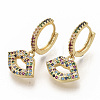 Brass Micro Pave Colorful Cubic Zirconia Dangle Hoop Earrings EJEW-S208-089-2