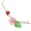 6Pcs Floral & Leaf Natural Amethyst & Carnelian & Dyed Yellow Jade & Green Aventurine & Synthetic Green Turquoise & Glass Seed Beaded Bracelets BJEW-MZ00312-4