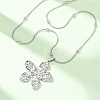 304 Stainless Steel Textured Flower Pendant Necklaces for Women NJEW-C117-01A-P-2