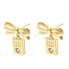 Brass Micro Pave Cubic Zirconia Stud Dangle Earring EJEW-H180-20B-G-4