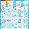 2Sets Square with Floral & Butterfly Pattern PET Drawing Stencil DIY-CW0001-12-2
