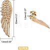 6 Pairs Wing Alloy Brooches JEWB-CA0001-08LG-2