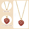 8Pcs 8 Style Natural Mixed Gemstone Heart Pendant Necklaces Set NJEW-AN0001-48-3