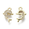 Brass Micro Pave Clear Cubic Zirconia Charms KK-S348-545-NF-2