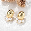 Brass Oval Stud Earrings EJEW-R016-07G-1