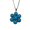 Synthetic Turquoise Flower Pendant Necklace FO7861-10-1