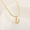 Brass Micro Pave Clear Cubic Zirconia Pendant Initial Necklaces FS-WGC46E8-21-1