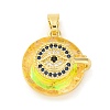 Brass Pendants with Cubic Zirconia and Glass KK-D536-21G-03-1