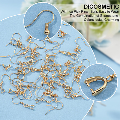 40Pcs 2 Size Rack Plating Brass Earring Hooks KK-DC0002-01-1