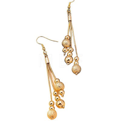 Brass Round Bead Tassel Dangle Earrings for Women WGC3478-01-1