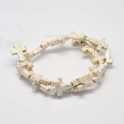 Cross Natural Magnesite Beads Strands G-M138-01-1