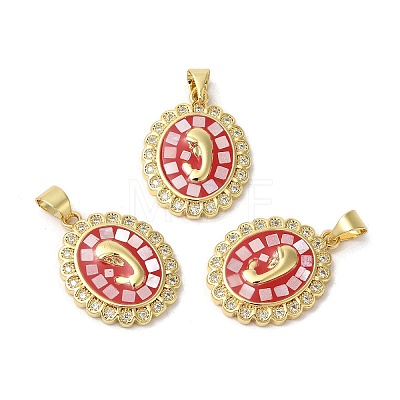 Oval with Virgin Face Brass Micro Pave Cubic Zirconia Pendants KK-K385-042G-1