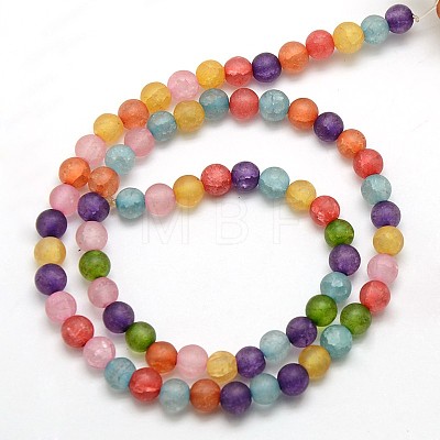 Frosted Synthetic Crackle Quartz Round Beads Strands G-L155-6mm-04-1