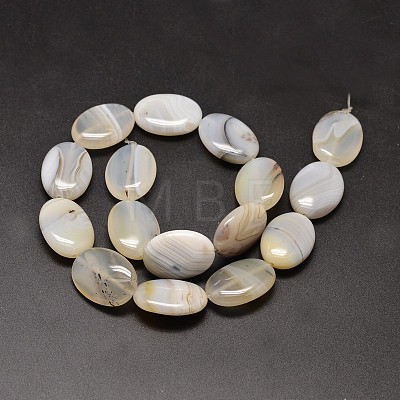 Oval Natural Dendritic Agate Bead Strands G-M257-25x18mm-25-1