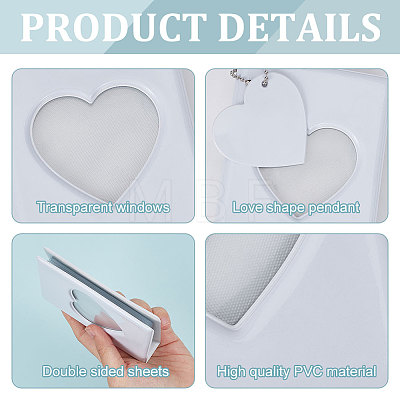 3 Inch PVC Mini Heart Hollow Photocard Holder Book AJEW-WH0038-65P-01-1