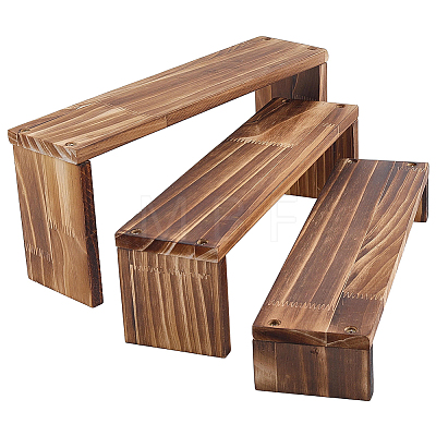 3Pcs 3 Sizes Rectangle Wooden Jewelry Organizer Display Riser Stands ODIS-WH0099-244B-1