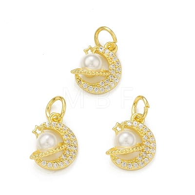 Rack Plating Brass Micro Pave Clear Cubic Zirconia Charms KK-C011-55G-1