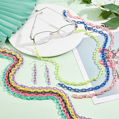 20 Strands 10 Colors Acrylic Opaque Cable Chains PACR-FH0001-05-1