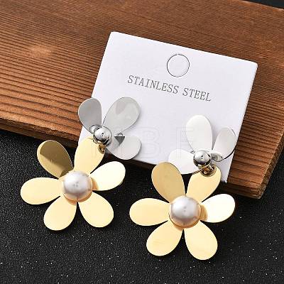 304 Stainless Steel Flower Stud Earrings for Women STAS-Z112-22GP-1