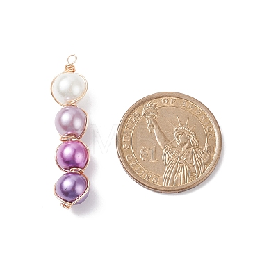 Glass Pearl Round Beads Pendants PALLOY-JF01879-1