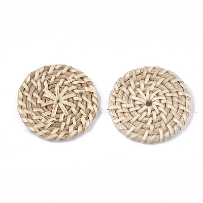 Handmade Reed Cane/Rattan Woven Beads WOVE-T006-029A-1