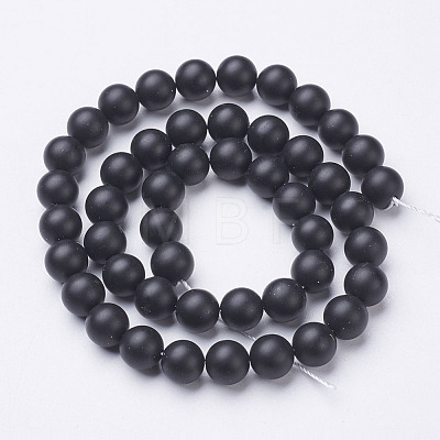 Natural Black Agate Beads Strands X-G-D543-8mm-1
