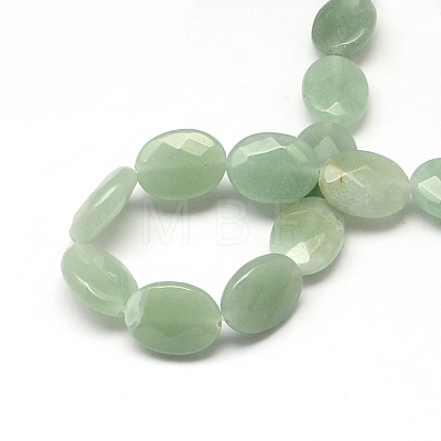Faceted Oval Natural Green Aventurine Beads Strands G-R303-09-1