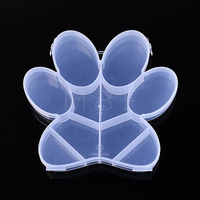 Paw Print 10 Grids Plastic Bead Storage Containers with Hinged Lid CON-T001-05-1