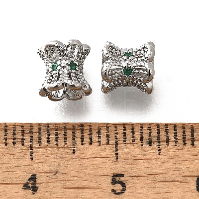 Brass Micro Pave Green Cubic Zirconia Beads KK-M318-24P-02-1