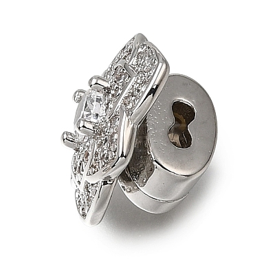 Brass Micro Pave Clear Cubic Zirconia Slide Charms CU-CBA4292-01P-1