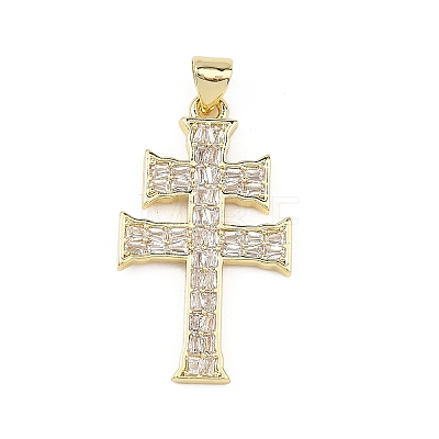 Religion Brass Micro Pave Clear Cubic Zirconia Pendants KK-B177-03G-01-1
