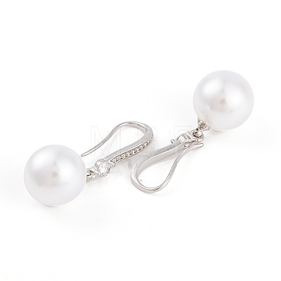 Rack Plating Brass Cubic Zirconia ABS Pearl Earring Hooks EJEW-S219-16P-07-1