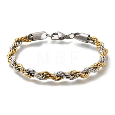 304 Stainless Steel Rope Chain Bracelets for Women BJEW-C091-03B-GP-1