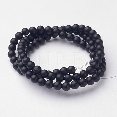 Natural Black Agate Beads Strands X-G-D543-4mm-1