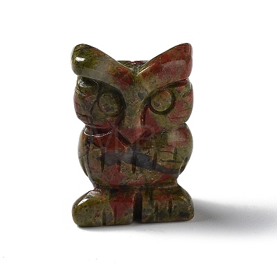 Natural Unakite Owl Healing Figurines DJEW-Z005-01B-1