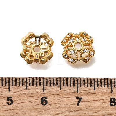 Brass Micro Pave Clear Cubic Zirconia Bead Caps KK-G600-12G-1