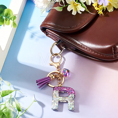 Alloy Resin Heart Keychains KEYC-TADJ0002-01G-R-1