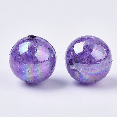 AB Color Transparent Crackle Round Acrylic Beads CACR-S006-05-1