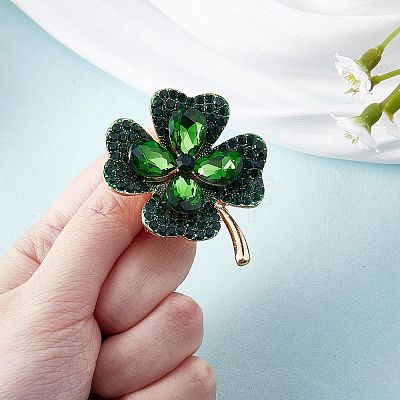 Cubic Zirconia Clover Brooch Pin JBR105A-1