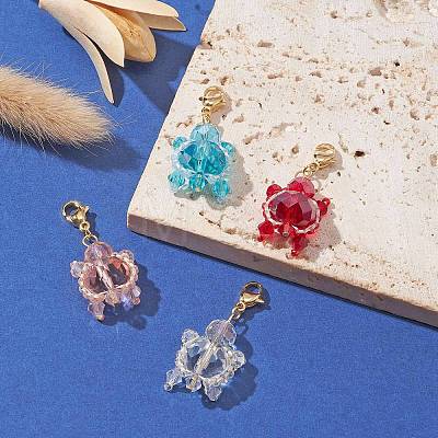 Tortoise Glass Bead Pendants Decorations HJEW-MZ00025-1