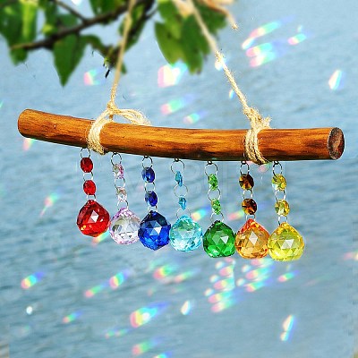 Glass Teardrop Hanging Suncatchers PW-WG21031-01-1