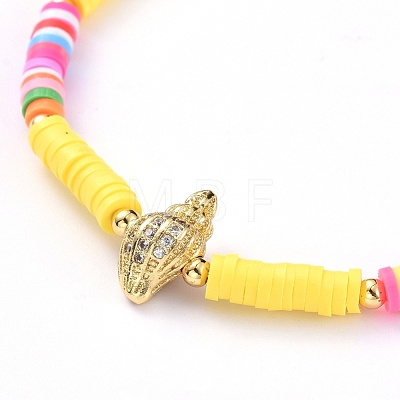 Handmade Polymer Clay Heishi Bead Stretch Bracelets X-BJEW-JB05078-02-1