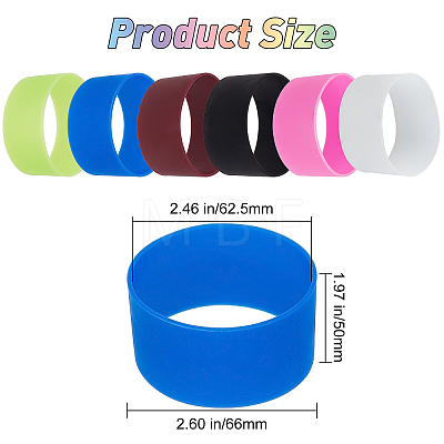 Gorgecraft 6Pcs 6 Colors Silicone Nonslip Heat Resistant Reusable Cup Sleeve SIL-GF0001-08-1