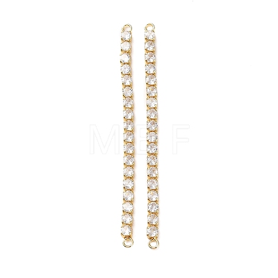Rack Plating Brass Pave Cubic Zirconia Connector Charms KK-D044-01A-G-03-1