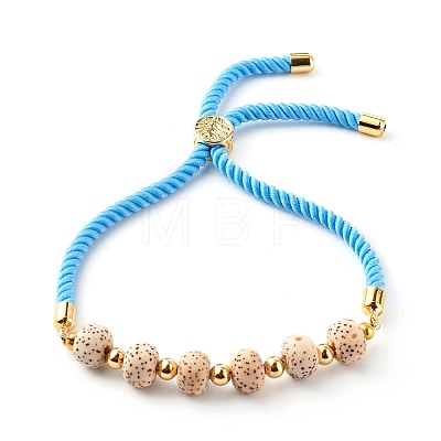 Natural Moon and Star Xingyue Bodhi Beads Nylon Cord Slide Bracelets BJEW-JB06338-1