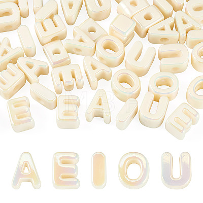 50Pcs 5 Styles UV Plating Opaque Acrylic Beads PACR-TA0001-31A-1
