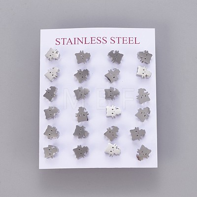 304 Stainless Steel Kitten Stud Earrings X-EJEW-F227-08P-1