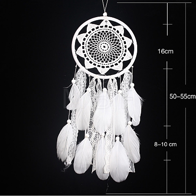 Cotton Woven Net/Web with Feather Hanging Decorations PW-WGEF2C7-01-1